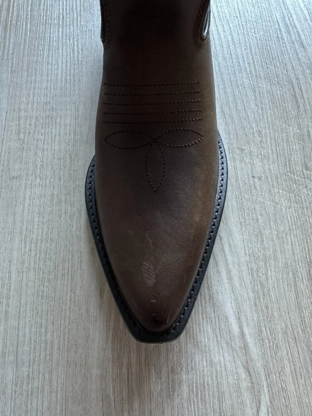 ZARA Tall Leather Cowboy Boots | Distressed Brown | Embroidered | NWT | Size